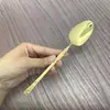 Árbol de Cucharas de Acero Inoxidable Patrón de Árbol Cintura Pequeña Cuchara de Mesa Cuchara para Comer en Casa Cuchara para Postre de Restaurante Cuchara para Sopa