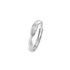 Anillos de Plata de Ley S925 para Pareja Diseño de Pluma de Nicho Lado a Lado Abiertos Ajustables Regalo del Día de San Valentín