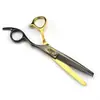 Tijeras de Peluquería con Estampado de Leopardo Negro y Dorado de 6.0 pulgadas, Tijeras para Cortar el Cabello, Tijeras Entresacadoras, Dientes de Astas de Ciervo, Dientes Lisos, Dientes en Forma de V, Dientes de Espina de Pescado