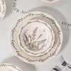 Mar de Flores Românticas 2025 Nova Casa Luxo Leve Alto Valor Prato de Cerâmica Prato para Bife Prato Raso Prato Especial para Peixe Cozido no Vapor