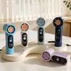 Mini Ventilador de Turbina Portátil com Display Digital, Luz LED, Carregamento USB, Longa Duração da Bateria, Ventilador Portátil para Exterior com Cordão