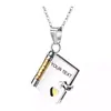 Collar Cruzado de Acero Inoxidable para Pareja Libro Álbum de Fotos con Grabado Apertura y Cierre Carta de Amor Colgante de Oro Real de Horno de 18K