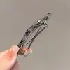 Nuevo clip de resorte de vidrio con pedrería de obsidiana de alta calidad, pasador de cabeza trasera, clip de temperatura alta, clip para accesorios para el cabello