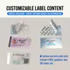 Etiquetas adhesivas personalizadas anti-falsificación, a prueba de manipulaciones y resistentes al agua; algunas partes son rasgables y escribibles; hecho de material de vinilo transparente
