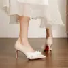 9169E-237 Scarpins de salto agulha bico fino tridimensionais florais estilo francês, sapatos de noiva, sapatos formais para mulheres