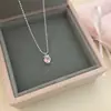 Colar Geométrico com Laço Rosa Doce da Moda, Corrente de Clavícula Exquisita e Versátil, Gargantilha com Pingente Coração para Mulheres