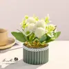 Flores Artificiales 10 Rosas Pequeñas Bonsái Decoración del Hogar Flores Artificiales Plantas Verdes Fiesta de Bodas Decoraciones de Interior Plantas en Maceta Simuladas