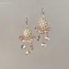 Pendientes de Borla Completos de Diamantes Coloridos Dulces para Mujer, Nuevo Estilo Chino, Pendientes Exquisitos de Nicho de Alta Gama, Estilo de Lujo Ligero, Accesorios Versátiles para Orejas