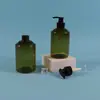 Botella de loción para el hogar de 400 ml tipo prensa de hombro plano cilíndrica de plástico PET para champú gel de ducha