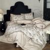 Juego de cama de cuatro piezas con diseño de mariposas y encaje romántico retro francés de algodón de fibra larga para las cuatro estaciones