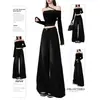 Jeans Americano Retrô Preto e Cinza com Barra Desfiada Wide Leg para Mulheres Primavera e Outono Novos Calças de Cintura Alta Soltas Flare Comprimento Total