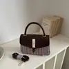 Bolso tejido estilo coreano para mujer, nuevo de moda 2026, bolso cuadrado pequeño versátil de bloques de color, bolso cruzado casual de alta gama para el día a día