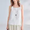 Liquidación de Vestido de Lino Quiet Luxury sin Mangas con Delgadas Mangas de Lyocell, Diseño en Capas para Mujer, Top Holgado de Verano