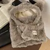 Chapéu de Urso de Pelúcia Fofo para Mulheres no Inverno, Máscara e Cachecol com Forro de Lã Engrossado, Chapéu Lei Feng Quente à Prova de Frio Tudo-em-Um para Ciclismo