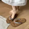 Chanclas de Playa de Suela Suave para Mujer, Vacaciones en la Isla, Chanclas con Flores Pequeñas Estilo Coreano, Nuevo Modelo Verano 2025