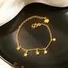 Tobillera de Moda Versátil de Doble Cara con Estrella para Mujer, Exquisito Diseño de Estrella Tridimensional Chapado, Joyería de Pie de Moda de Lujo Ligero de Nicho