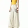 Pantalones vaqueros de pierna ancha en bloques de color para mujer, nuevo estilo otoño 2026, de cintura alta, adelgazantes, de pierna recta, casuales, con efecto de caída.