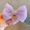 Estilo Novo de Primavera Laço de Cabelo com Strass para Daminha de Honra Corda de Cabelo Rede de Flores Fada Rosa Argola de Cabelo Infantil Acessório de Cabeça