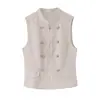 Chaleco de verano para mujer de estilo europeo y americano, color liso, de doble botonadura 26964