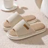 Chinelos de Linho para Quatro Estações para Uso Interno, Novos Antiderrapantes, Absorventes de Suor, Silenciosos, de Tecido de Algodão e Linho, para Convidados, Primavera e Verão
