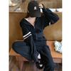 Conjunto Deportivo Casual para Mujer Principios de Otoño 2024 Nueva Moda Holgado Reductor de Edad Sudadera Waffle Conjunto de Dos Piezas # 824