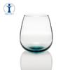 Taza de vidrio transparente con boca, directa de fábrica, para mesa de comedor, taza de agua de vidrio para el hogar, huevera de fondo azul soplado artificialmente