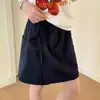 Calça-Saia de Trabalho de Secagem Rápida Estilo Americano para Mulheres, Modelo Fino de Verão 2026 Novo Estilo, Shorts Esportivos Casuais Largos Azul Marinho