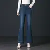 5292 Estilo Nuevo Primavera y Otoño Pantalones de Campana Micro Acampanados Jeans Bordado Perforación en Caliente Bordado Exquisito Reductor de Edad Adelgazante Cola de Pescado Pantalones de Mujer