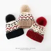 Gorro de lana para niños de comercio exterior, gorro de punto jacquard estilo americano transfronterizo, gorro pullover protector de orejas estilo coreano para niños mayores, cálido para niños