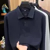 Camiseta de manga larga para hombre con mezcla de lana y seda, diseño sin costuras, nueva colección otoño 2026, polo casual con cuello