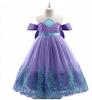 Fantasia Infantil de Halloween Sereia Malha Lantejoulas Concha Vestido de Princesa vestido Vestido de Menina Fantasia