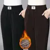 Pantalones de Mamá de Mediana Edad Otoño e Invierno Pantalones Casuales Gruesos Holgados Adelgazantes Rectos Pantalones Elásticos para Mujer Talla Extra