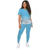 2023 Comércio Exterior da Amazon Europeu e Americano Estampa Digital Gradiente Casual Conjunto de Duas Peças Roupa de Casa para Mulheres