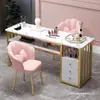 Mesa de manicure moderna, mesa de manicure dupla econômica, mesa de maquiagem, conjunto de mesa e cadeira para salão de manicure de luxo leve estilo japonês, estação de manicure