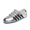 Otoño 2026 Nuevos Zapatos de Entrenamiento Alemanes de Cuero Genuino Color Bloque Retro para Mujer Zapatos Blancos Versátiles de Velcro Zapatos Deportivos Casuales