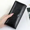Bolsa de Mão Feminina de Couro Genuíno Transfronteiriça Russa, Bolsa de Pulso da Moda Feminina, Bolsa de Mão de Couro Bovino, Carteira Longa Feminina, Atacado