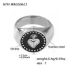 Anillo Abierto de Rueda de la Fortuna de Ágata Natural y Ojo de Tigre Moda Versátil Chapado en Oro Real de 18K Anillo para Dedo Índice con Forma de Corazón