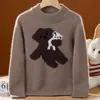Suéter 100% lana pura para niños y niñas, engrosado para abrigar, con un lindo diseño de caricatura, mangas largas y un estilo relajado y casual, perfecto para otoño e invierno