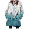 Venda quente transfronteiriça 2023 novo trench coat feminino inverno engrossado estilo europeu e americano folha padrão casaco com capuz atacado
