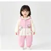 Enterizo con capucha para bebé niña de primavera y otoño con aplicación de gato 3D, combinación de colores rosa y blanco, cremallera bidireccional, adecuado para gatear al aire libre
