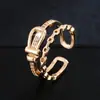 Hebilla de Cinturón de Moda Estilo Europeo Anillo Envuelto Cadena de Circonita Más Vendida Anillo de Dedo Abierto Versátil para el Viaje Diario Temperamento