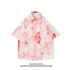 Camisa de Verano Estilo Japonés Hong Kong Manga Corta Floral para Hombres y Mujeres Retro Canalla Fresca Hawaiana Holgada Playa Camisa de Pareja Top