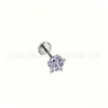 Pendientes de Stud de Zirconia de Estrella de Cinco Puntas con Rosca de 0.9 mm, Pendientes Súper Brillantes, Studs para Labio con Rosca Interna, Joyería para Piercing de Acero de Titanio Acero Inoxidable
