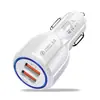 Cargador de Coche Inteligente al por Mayor Fabricante Qc3.0 Doble Puerto Cargador de Coche Doble USB 12V Carga Rápida Cargador de Coche
