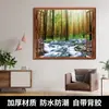 Adesivos de Parede Estéreo 3D Adesivos de Pintura de Paisagem Autoadesivos Sala de Estar Quarto Parede de Fundo Decoração Janela Falsa Mural de Paisagem