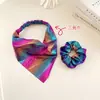 Miaode 2026 Nuevo Pañuelo Triángulo Gradiente Láser Accesorio Elástico para el Cabello Scrunchie Plisado Iridiscente Goma para Cola de Caballo Baja