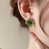 Nuevos pendientes de cristal de camelia verde, ligeros, de lujo, de moda, de alto diseño, elegantes y combinables.