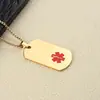 Colar Masculino Transfronteiriço Europeu e Americano Aço Inoxidável Símbolo Médico Pingente Retangular Tag Joias Personalizadas Metal Tag Militar