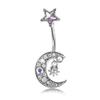 Joias de Piercing Europeias e Americanas Transfronteiriças Anéis de Umbigo Cravejados de Diamantes Lua e Estrela Aço Inoxidável Exclusivo Feminino Studs para o Umbigo