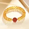 Pulsera de Ágata Roja Geométrica Colorida de Citrino Artificial con Cuentas para Mujer, Joyería de Nicho de Lujo Ligero, Elástica y Ajustable